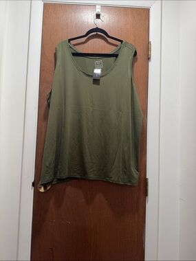 Ashley Stewart Olive Green Scoop Neck Tank